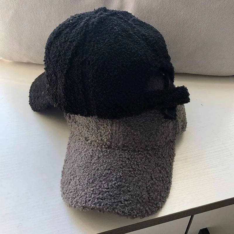 Cap for Women Winter Warm Baseball Cap Women Artificial Lamb Wool Hats  Plush Baseball Caps Autumn Baseball Cap