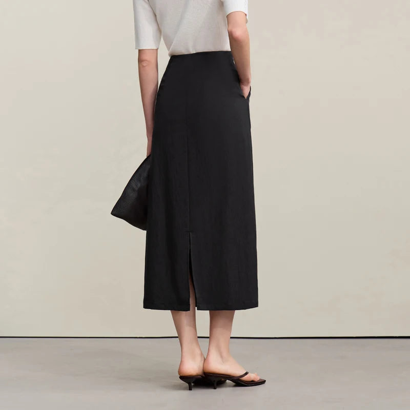 Casual Skirts For Women 2026 Spring New Elegant A-shaped Skirt Women Split Pocket Versatile Medium And Long Skirt 12621024