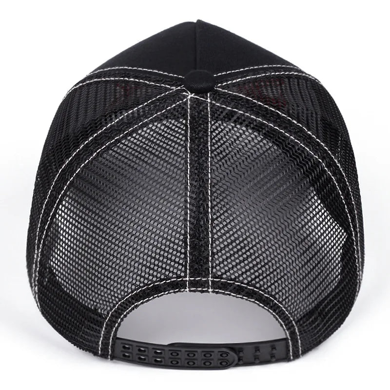 New Unisex American Locomotive Letter Embroidery Baseball Hats Sunshade Color Block Breathable Retro Trucker Caps Versatile Mesh
