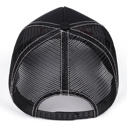 New Unisex American Locomotive Letter Embroidery Baseball Hats Sunshade Color Block Breathable Retro Trucker Caps Versatile Mesh