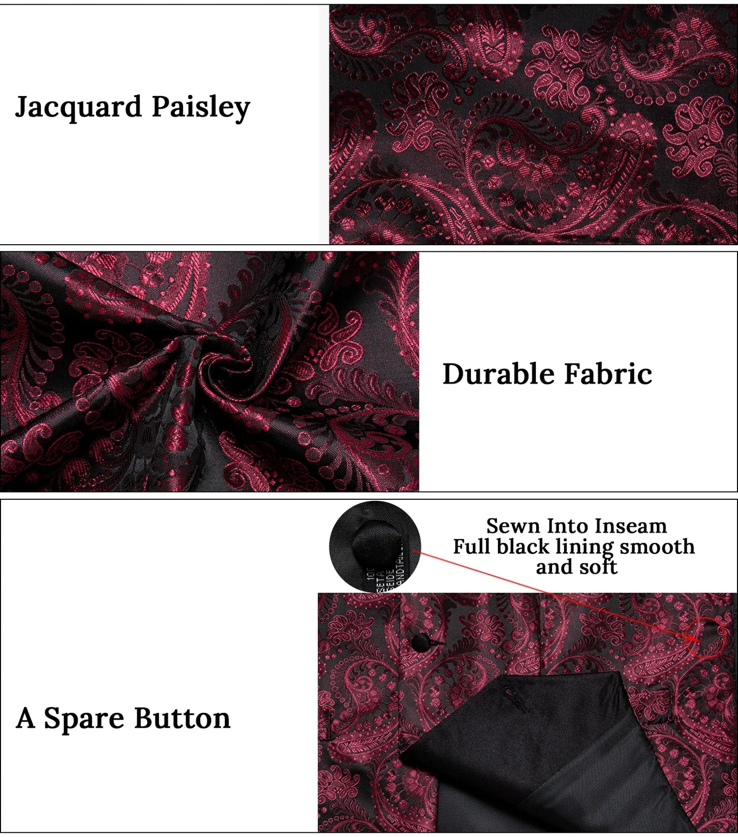 Retro Paisley Floral Full Set with Bowtie Pocket Square and Cufflinks Banquet Essential