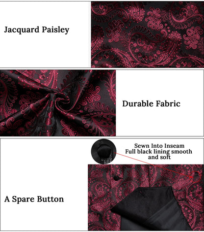 Retro Paisley Floral Full Set with Bowtie Pocket Square and Cufflinks Banquet Essential