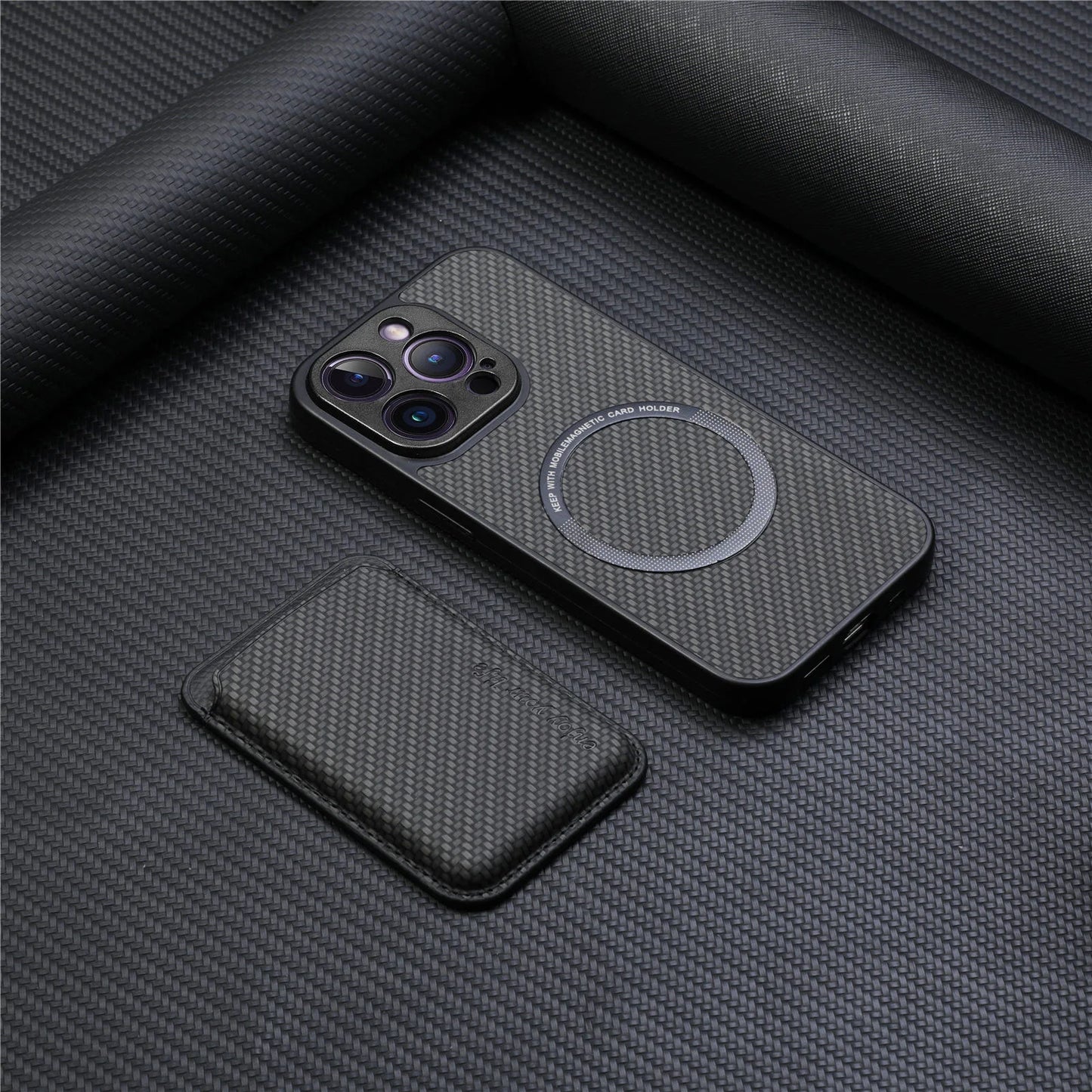 Carbon Fiber Style PU Leather for Magsafe Case for iPhone 17 Air 16 15 Pro Max 16e 14 Plus 11 12 13 Mini Cover Card Holder LM2