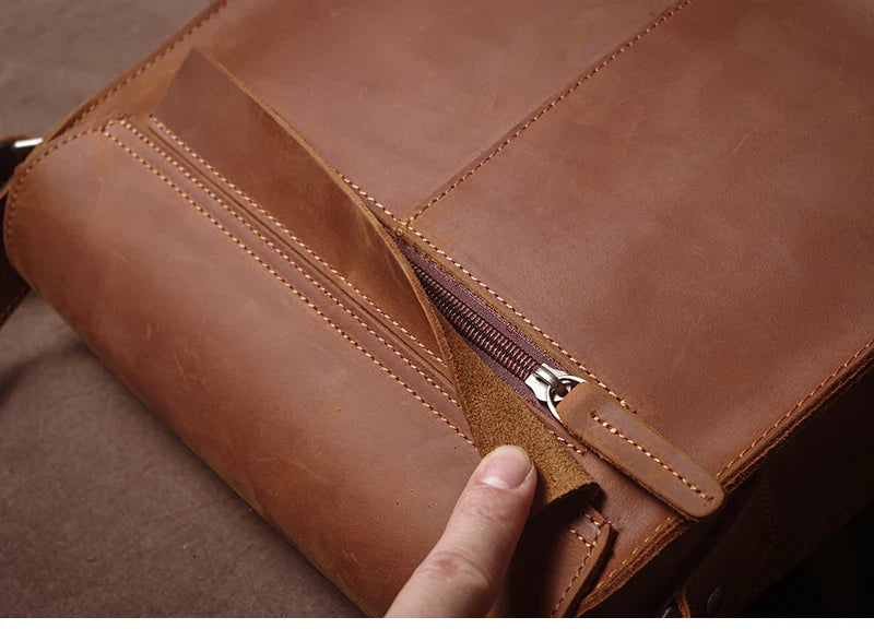 Luxury Brand Genuine Leather Shoulder Bag Men Crazy Horse Cowhide Messenger Bag Women Retro Crossbody Bag Trend Satchel Bag