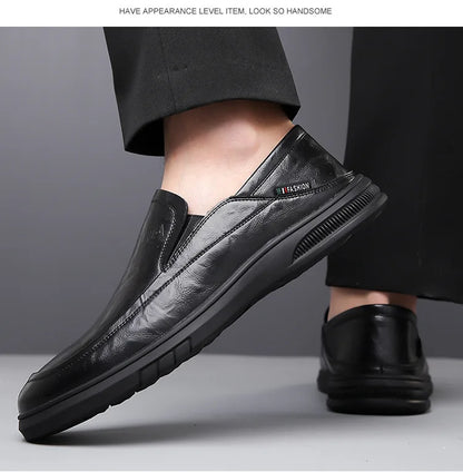 2026 Spring Business Casual Shoes for Men Solid Color New Designer Half Slippers Shoes Male Fashion Soft Sole Leather Shoe Man