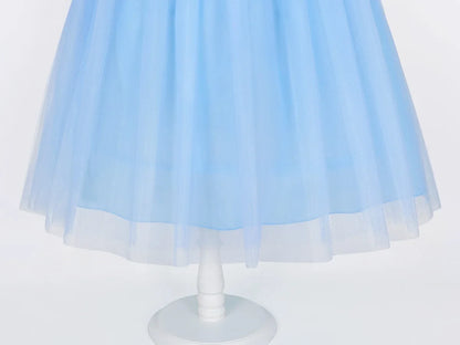 2026 Girl's Princess Cinderella Costume Classic Style Blue Ball Gown Dress Up with White Led Lights Outfit Dresses for Girls