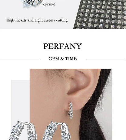1.8CT All Moissanite Earrings for Women S925 Pure Silver GRA Certified Diamond Temperament Fashion Wedding Party Jewelry