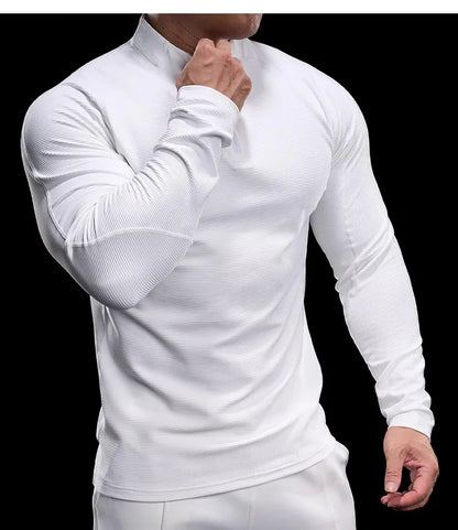 Autumn Sports Fitness Top Men Running Training Long-sleeved T-shirts Sweaters Stand-up Collar Quick-drying Breathable Clothes