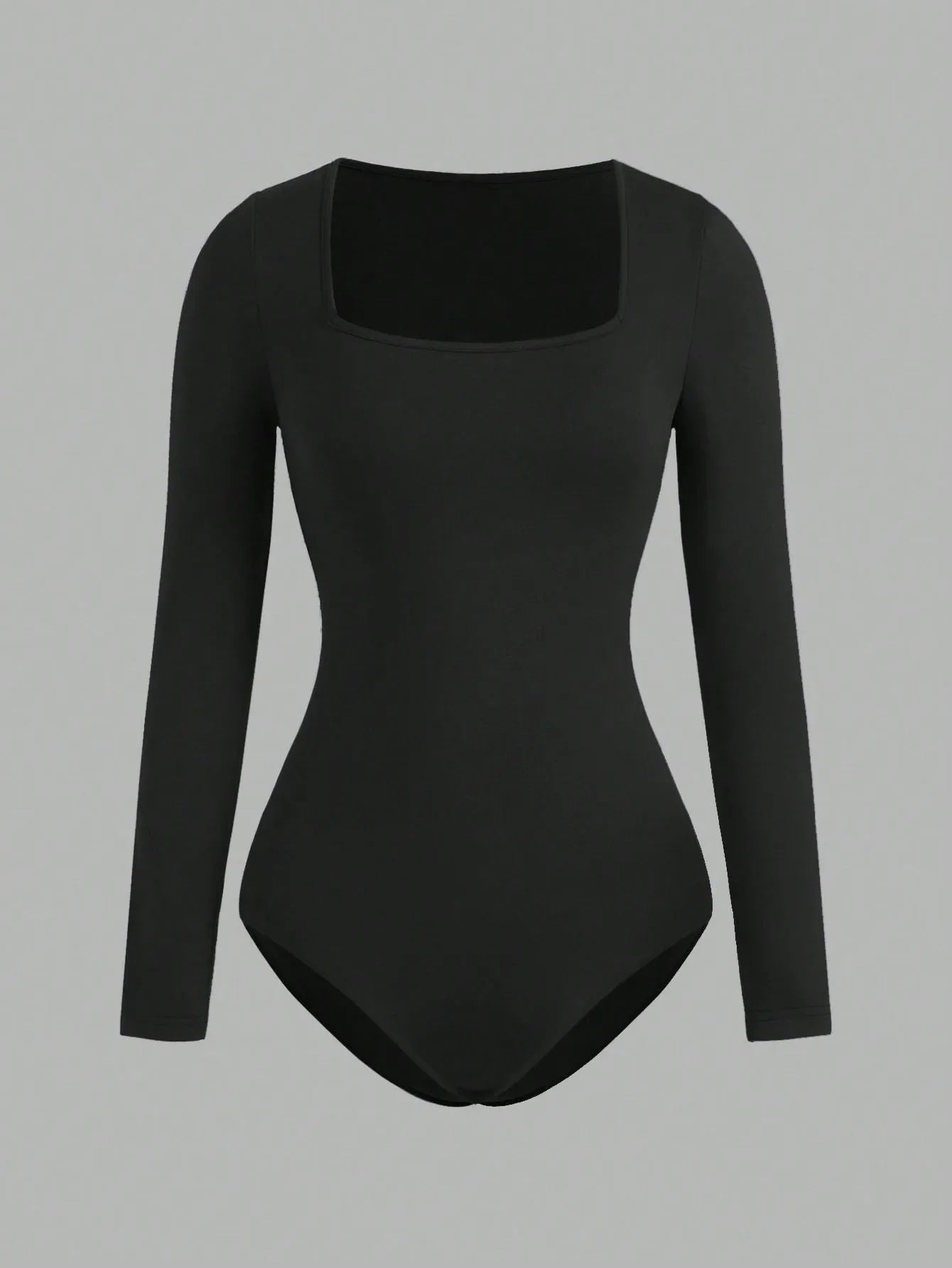 Women's Solid color Square Neck  Open Crotch One-Piece Bodysuit Long Sleeved Body  Lady Streetwear Female Warm Clothing
