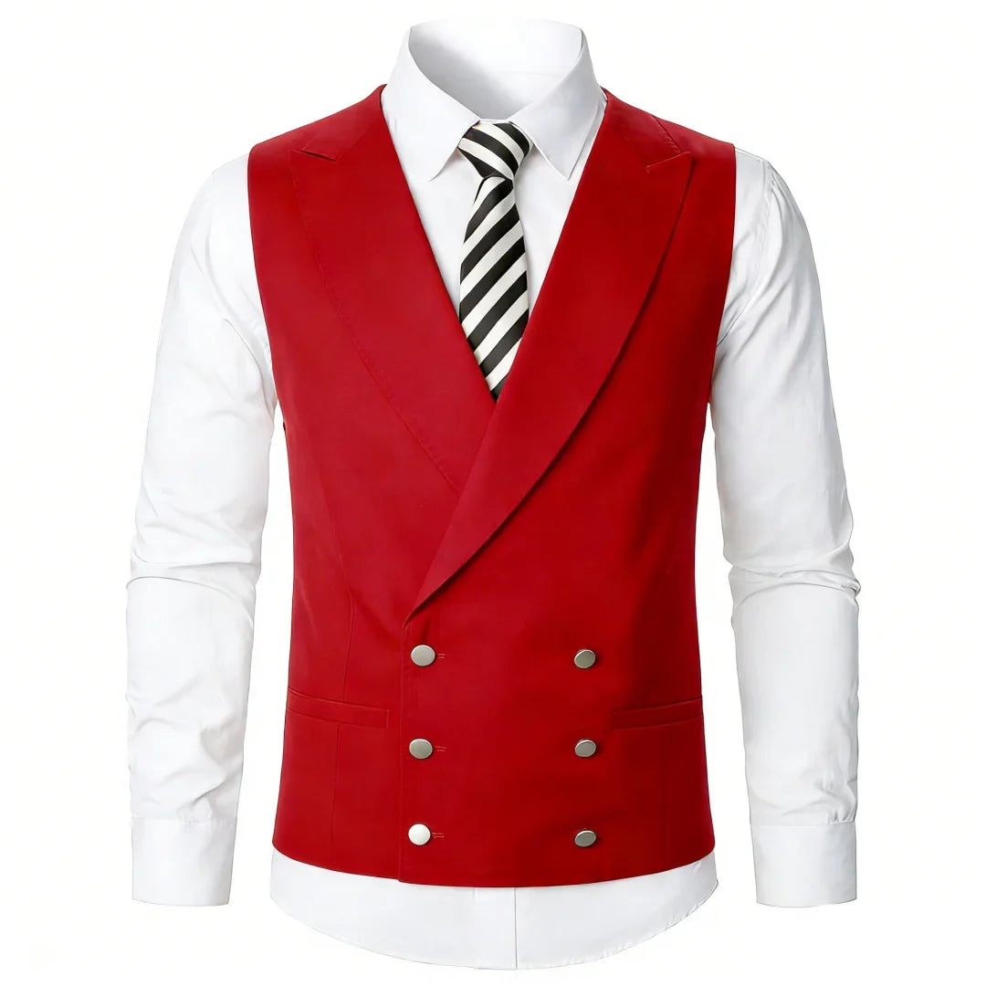 Men Vest Ivory Double Button With Lapel Solid Waistcoat For Wedding Banquet Party Business Office Casual Daily Men Suit Vest