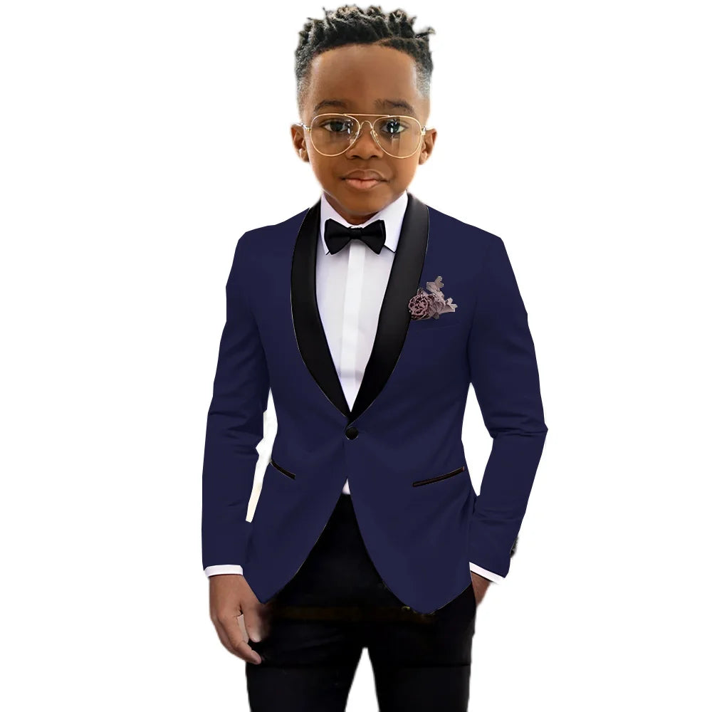 2026 New Classic Shawl Lapel Boys Slim Fit Suits 2 Pieces Wedding Guest Outfit Formal One Button Children's Tuxedo Party Wear