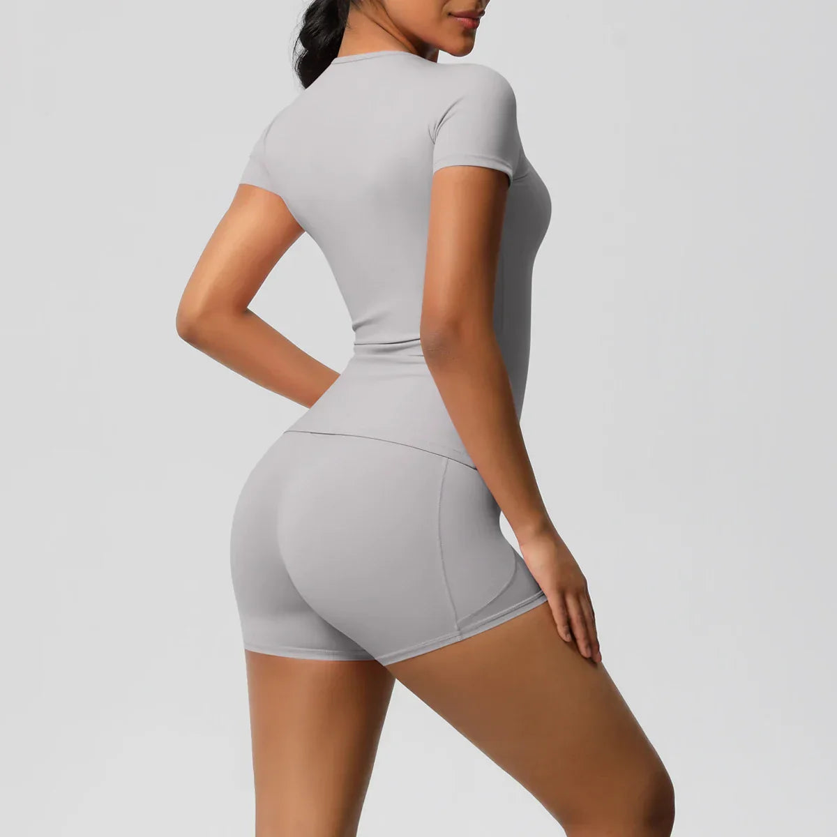 Workout Sportswear 2Pcs Piece Female Yoga Shirt Push Up Workout Clothes Women Outdoors Sport  High Waist  Fitness Sport Shorts