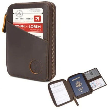 Polare Napa Leather Pilot Wallet Passport Holder RFID Blocking Tri-fold Travel Cover Document Organizer for Aviation Profession