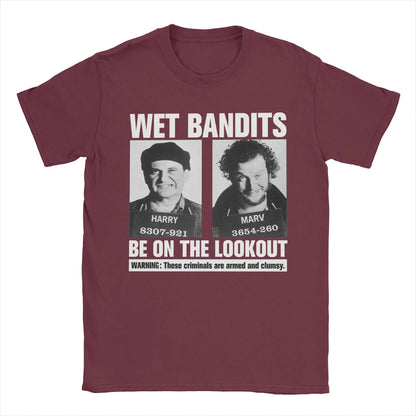 Home Alone Wet Bandits T-Shirt for Men  Vintage Pure Cotton Tee Shirt Crew Neck Short Sleeve T Shirt Printed Tops