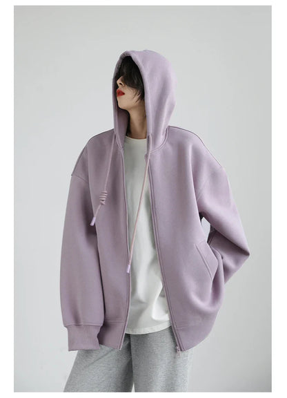 Women Sweatshirts Hoodies Solid Loose Casual Hooded Female Tops Lady Coat Medium Length Overcoat Spring Autumn 2025