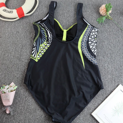 2024 Vintage One Piece Swimsuit Women Swimwear Tummy Control Monokini Sexy Bodysuit Print BathingSuit Female Beachwear Plus Size