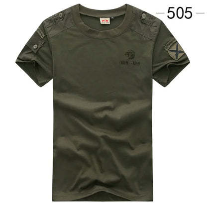 Summer Style Men's T-Shirts Military Style Short Sleeve Tees Streetwear Embroidery Pure Cotton Casual T Shirt Men Cloting
