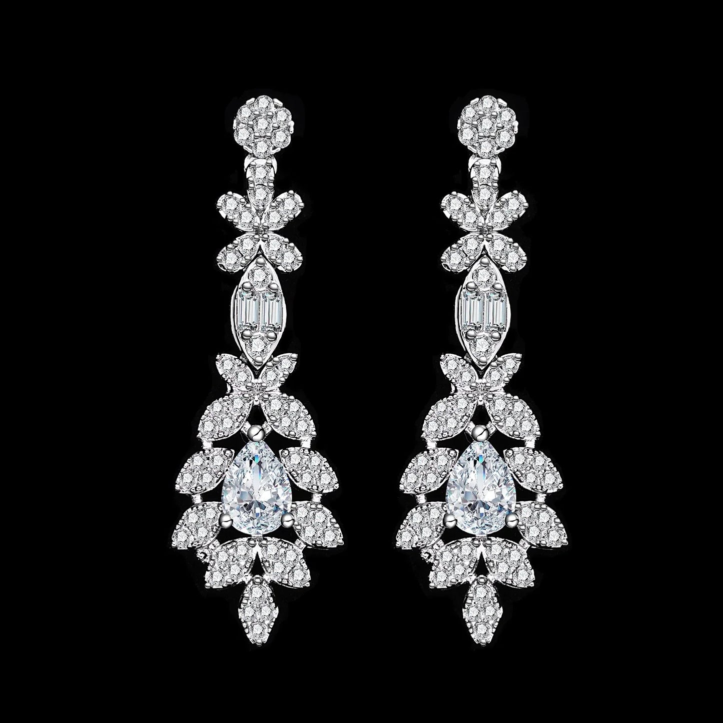 Luxury Women's Jewelry Elegant Style Bride CZ Necklace Earrings Bracelet Ring Jewelry Set&M Bride Large Wedding Jewelry Set