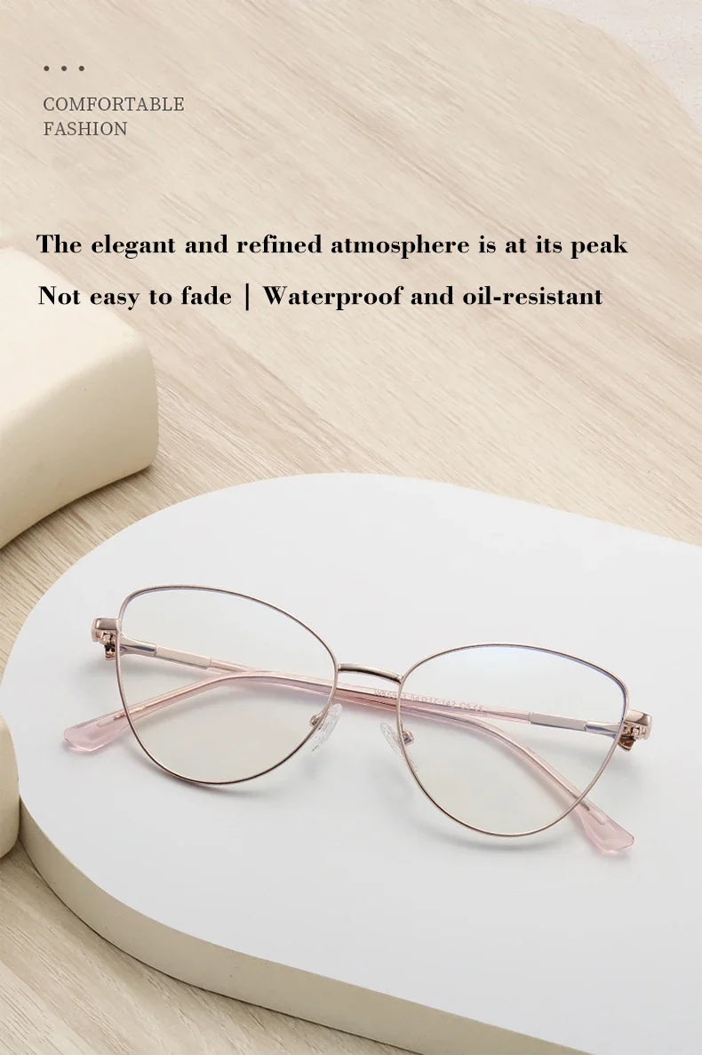 New Fashion Simple Cat's Eye Personalized Frame Design Women's Anti-Blue Light Reading Glasses Customizable Prescription