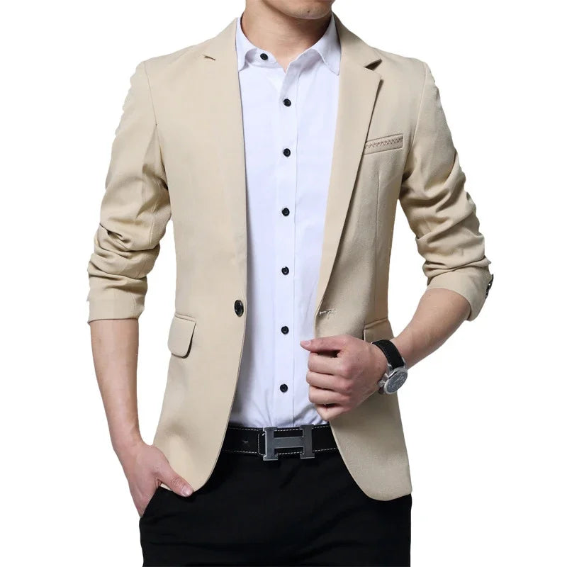 Spring Autumn Men Blazer Jacket Over Size One Button Slim Fit Party Wedding Suit Jacket Luxury Clothes Men