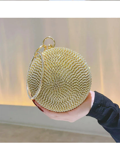 Round Pearl Clutch Purse Handbag Luxury Elegant Evening Bag Ring Handle For Women Bride Bridesmaid Wedding Party Handbag Purses
