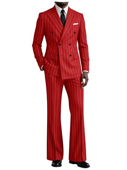 Men's Striped 2 Piece Suit Notched Lapel Straight Stripe Coat + Flare Pants Formal Business Wedding Party Prom Tuxedo for Men