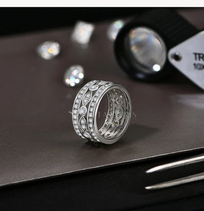 Luxury Full Moissanite Rings for Women D Color VVS1 Lab Diamond Band S925 Silver Engagement Wedding Jewelry Party Gift