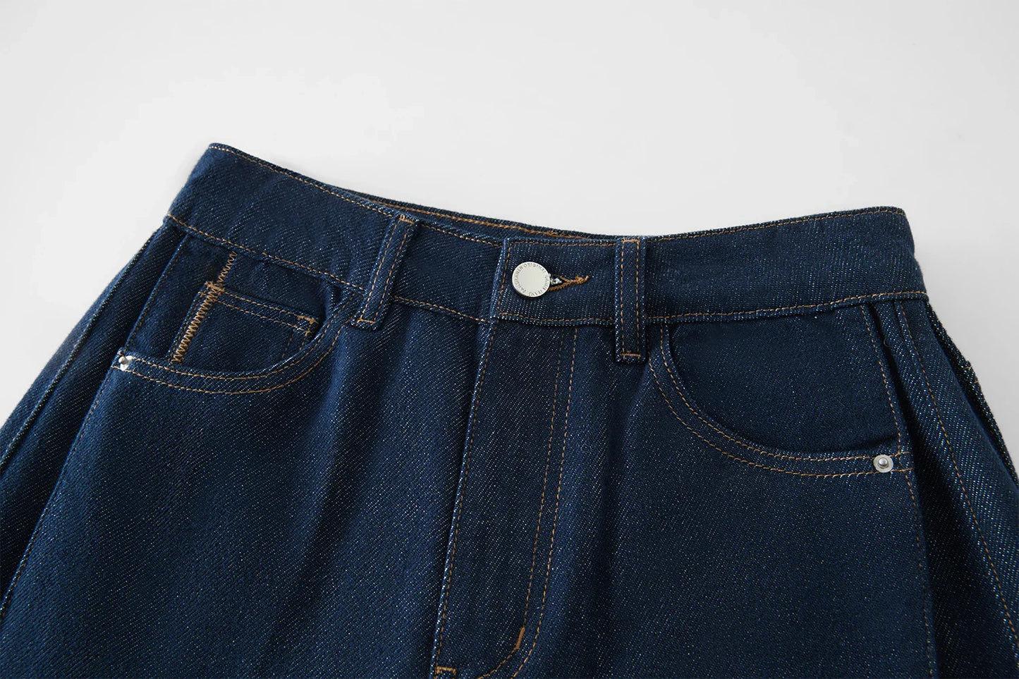FSLE 2025 New Arrival Women Jeans High Waist Cotton Wide Leg Trousers Dark Denim Blue Loose Floor Length Female Jeans Streetwear