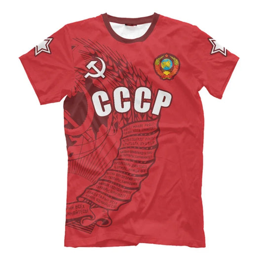 CCCP R Print T-shirt For Men Clothing Round Neck Short Sleeve T Shirts 2025 Summer Harajuku Street Oversized Tee Top