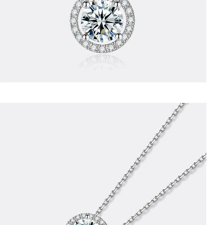 0.5/1/2CT Moissanite Necklace for Women S925 Pure Silver Round Laboratory Diamond Pendant Fashionable Wedding Jewelry