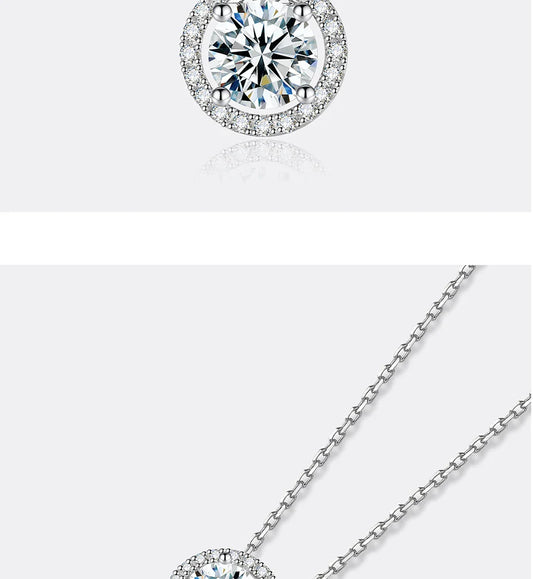 0.5/1/2CT Moissanite Necklace for Women S925 Pure Silver Round Laboratory Diamond Pendant Fashionable Wedding Jewelry