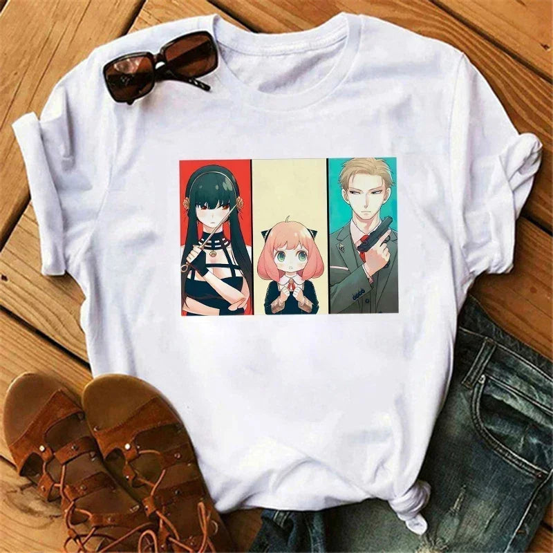 Anime Spy X Family T shirt Wommen Japanese Harajuku Fashion Short Sleeve T-shirts Summer Tops Kawaii O-Neck Women's T-shirt Top