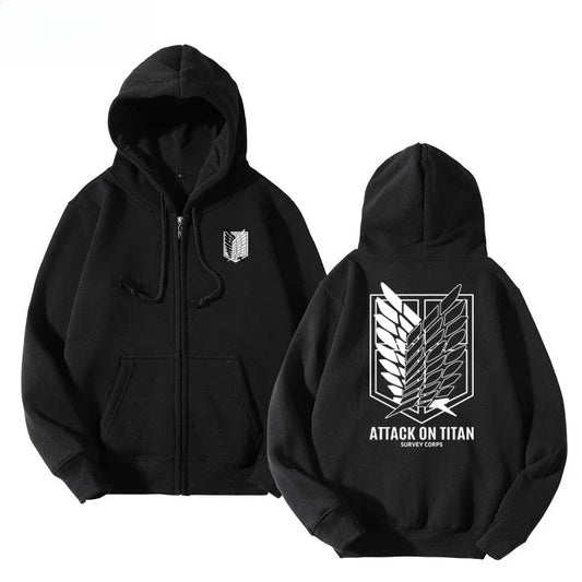 Attack on Titan Anime Printed Zipper Hoodie 2025 Autumn/Winter New Harajuku Men's Casual Loose Versatile Plus Size Sweater Top