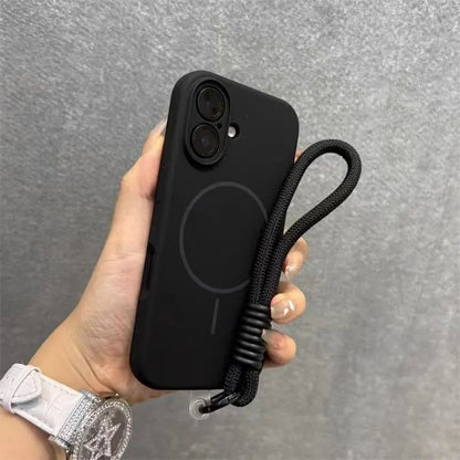 Candy Soft Liquid Silicone for Magsafe Case for iPhone 18 17 16 15 14 Pro Max Shockproof Magnetic Charging Lanyard Strap Cover
