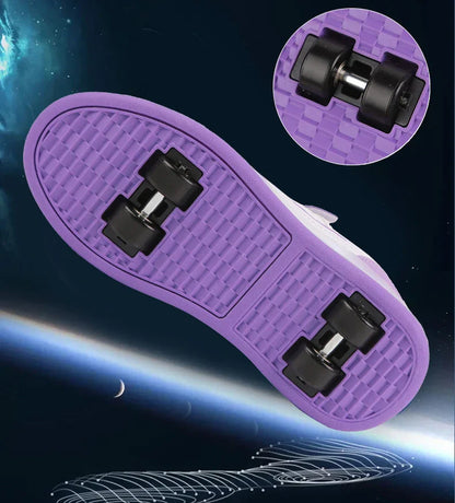 Roller Skate Shoes Kids Boys Girls Flashing Light 4 Wheel Roller Shoes Led Light Luminous Sneakers Outdoor Casual Shoes Children