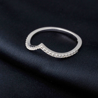 Moissanite D Color Round Cut 925 Sterling Silver V Shape Stackable Wedding Ring for Woman Diamond Jewelry