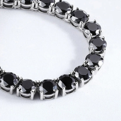 3/4/5/6.5mm Full Black Moissanite Tennis Necklace with GRA 925 Sterling Silver Lab Diamond Hiphop Necklace Jewelry for Men Women