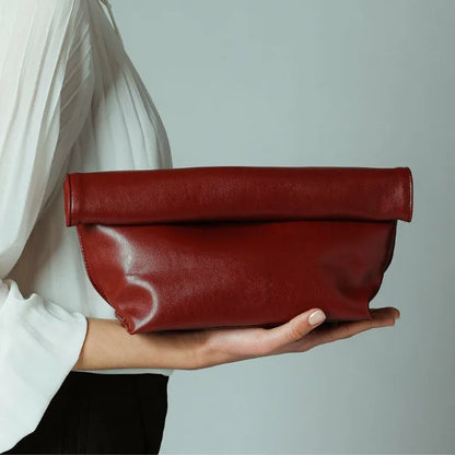Vintage Women Clutch Bag Soft Pu Leather Lady Evening Bags Trend Party Girl Envelope Bag Fashion Burgundy Clutches Purse