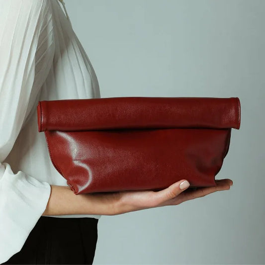 Vintage Women Clutch Bag Soft Pu Leather Lady Evening Bags Trend Party Girl Envelope Bag Fashion Burgundy Clutches Purse