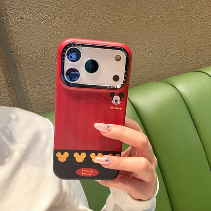 Cute Mickey Glove For Magnetic Phone Case with Stand 3D Hand Shape Grip Holder for 17 16 15 14 13 Pro Max  Disney Cartoon Cover.