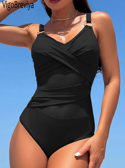 2026 Mesh Patchwork Swimwear Women Solid Strapped One Piece Swimsuit Sexy Push UP Monokini Summer Beach Bathing Suit