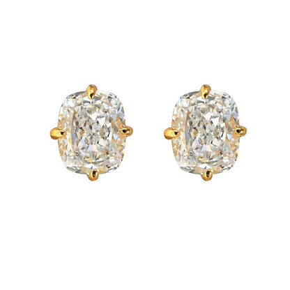 Light luxury 8 * 10 crushed ice cut 925 silver ear nail inlaid with high carbon diamond fat rectangular temperament for women