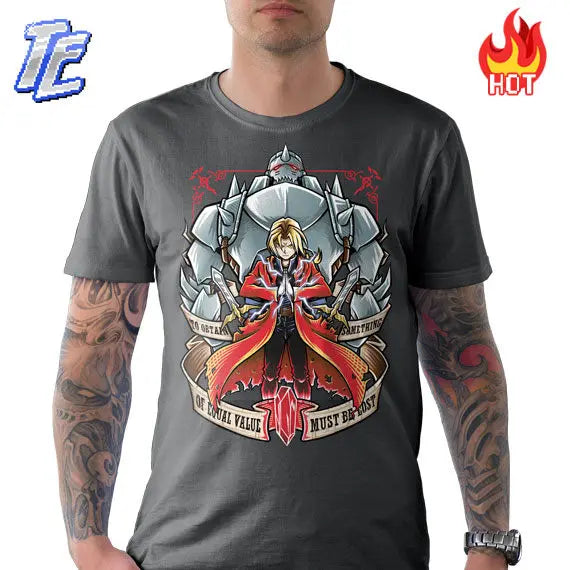 Classic Japan Anime FULLMETAL ALCHEMIST Manga Graphic Print T-shirt Men Women New Fashion O-neck Cotton Tee Oversized Casual Top