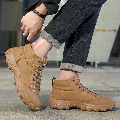 Men Running Shoes Men Sneakers Anti-slip Handmade Leather Casual Ankle Boots Breathable Men's Walking Lace Up Lightweigh Boots