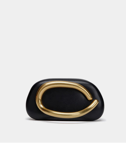 Classic round Box Handheld Dinner Bag Miniature Retro Metal Handle Chain Shoulder Strap Crossbody Bag Street Trend Hard PU Bag