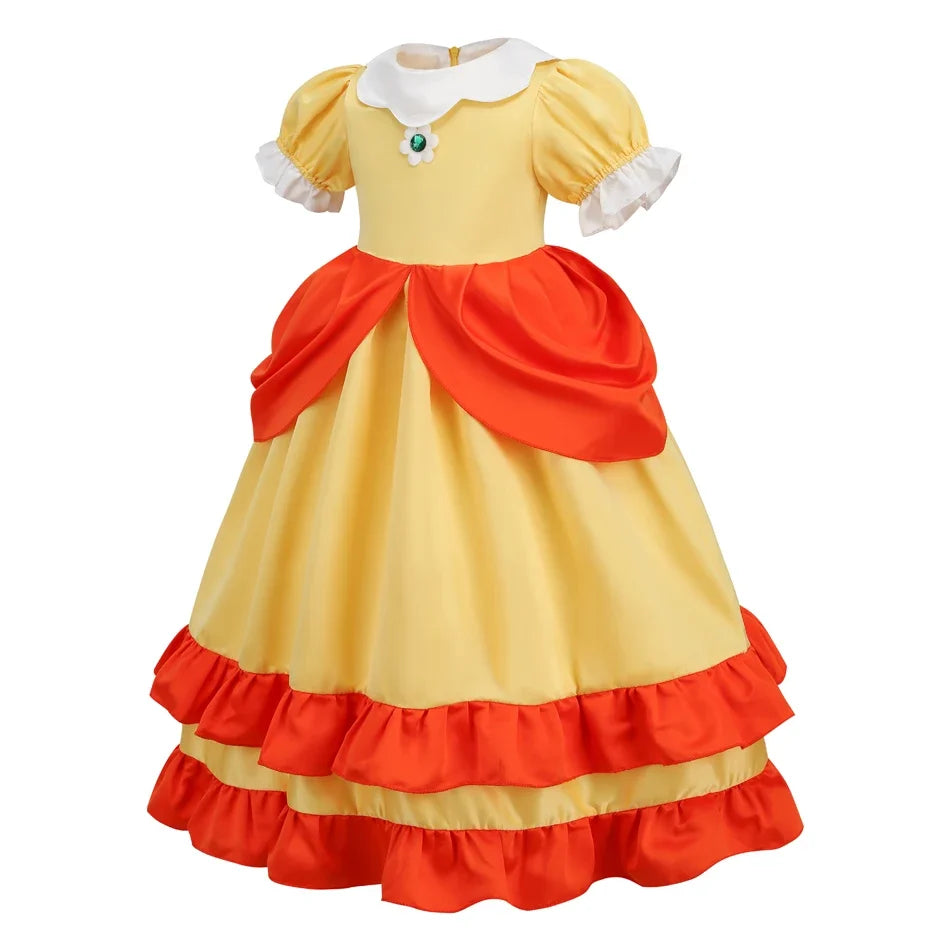 Daisy Girls Princess Dress Cartoon Movie Cosplay Costume Summer Kids Orange Party Outfits 2-10 Years Halloween Fancy Clothes