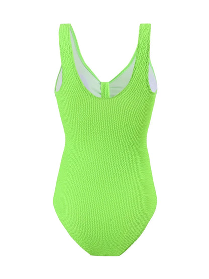 Slim V Neck Swimsuit Women 2025 New One Piece Vacation Swimwear Solid Bodysuit Female Bathers Swimming Monokini Summer Beachwear