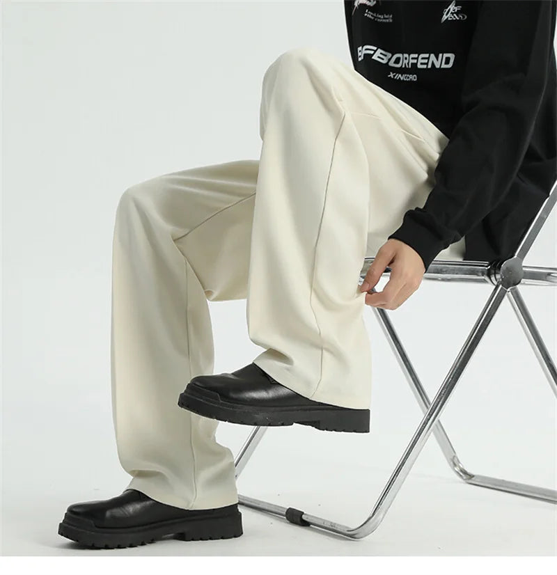 Men's Straight Pants Thin Man Black Comfortable Pant Summer Casual Streetwear Loose Trouser Japanese 5XL Trendy Fashion
