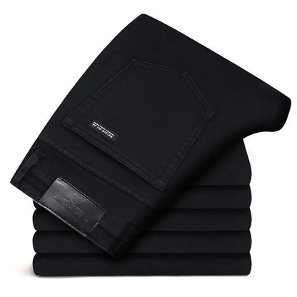 New Men's Fashion  Business Casual Stretch Slim Jeans Classic Trousers Denim Pants Male Black Blue