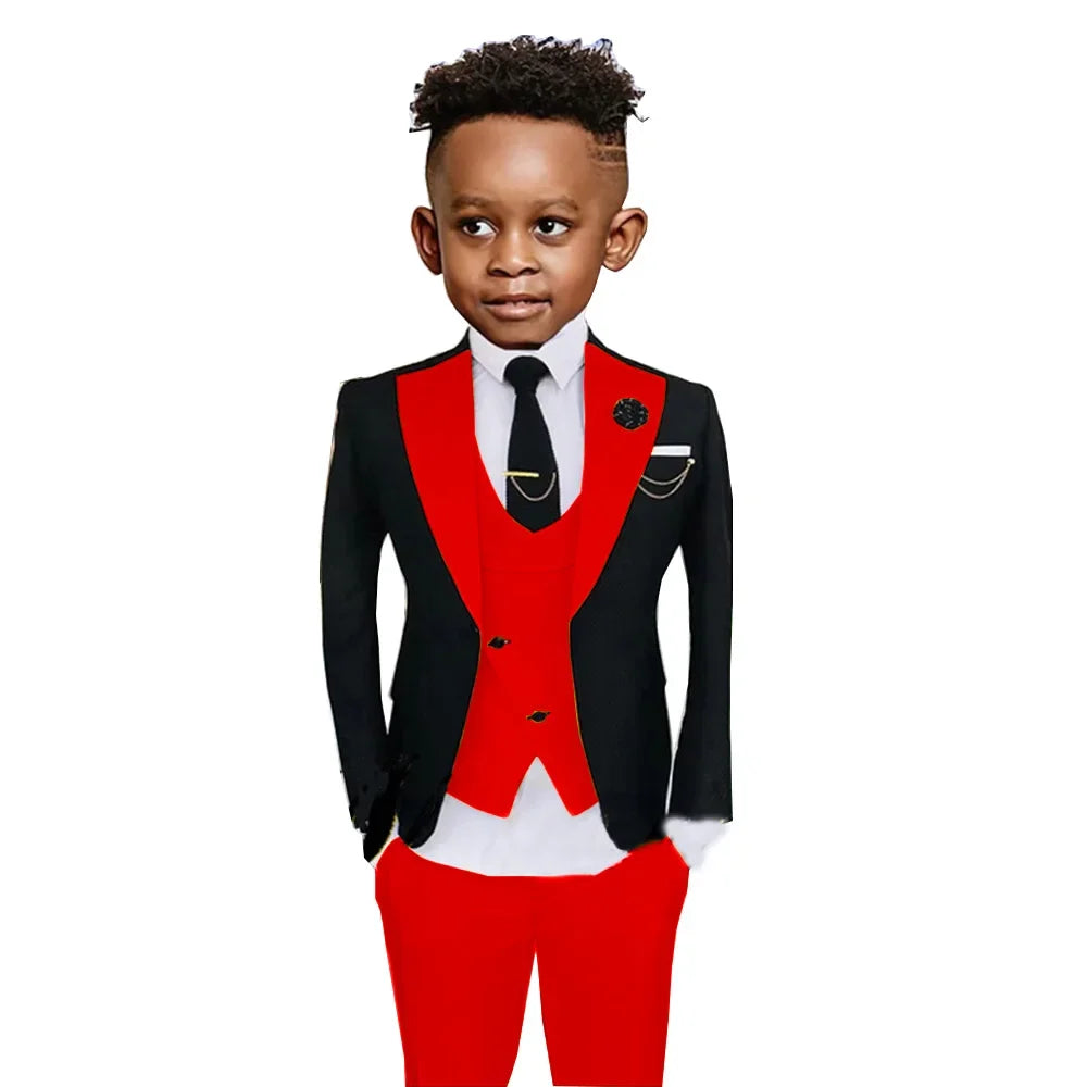 Colorful Kids Fashionable Suit Set 3 Pieces Performance Costumes High Quality Boys Suits Wedding Guest Tuxedo 2-20T